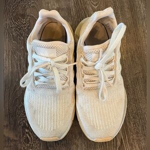 adidas women’s Cream Knit Lace-Up Sneakers